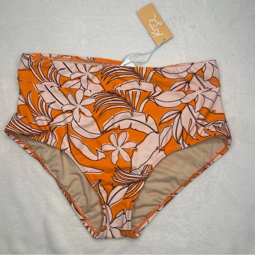 Kona Sol Women's High Waist Full Seat Coverage Bikini Bottom Size L (12-14)